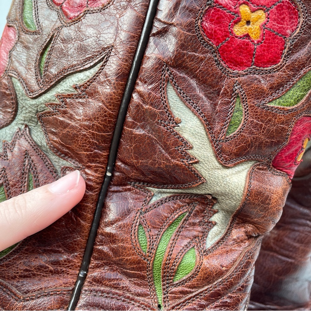 Dreamy Dan Post Floral Bluebird Embroidered Western Boots - Picture 9 of 11